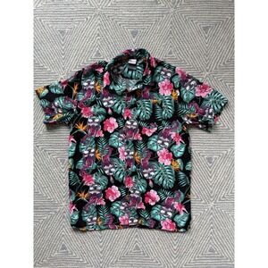 Marvel Venom Floral Hawaiian Style Button Rayon Shirt - Multicolor -‎ Medium